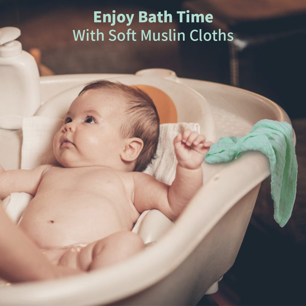 Baby Muslin Washcloths Set 6 Pack Soft Newborn Infant Towels Multi-purpose 6 Layer Natural Baby Wash Cloth for Baby Girls and Boys 10x10 inches by AiKiddo