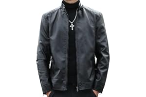 Womleys Mens Casual Stand Collar Faux Leather Jacket Biker Motorcycle Jackets
