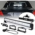 Xprite 18" White LED Emergency Strobe Traffic Advisor Flashing Light Bar, Front Bumper Grille Warning Caution Lightbar, With Cigarette Lighter Suction Cup for Vehicles Trucks SUV UTV