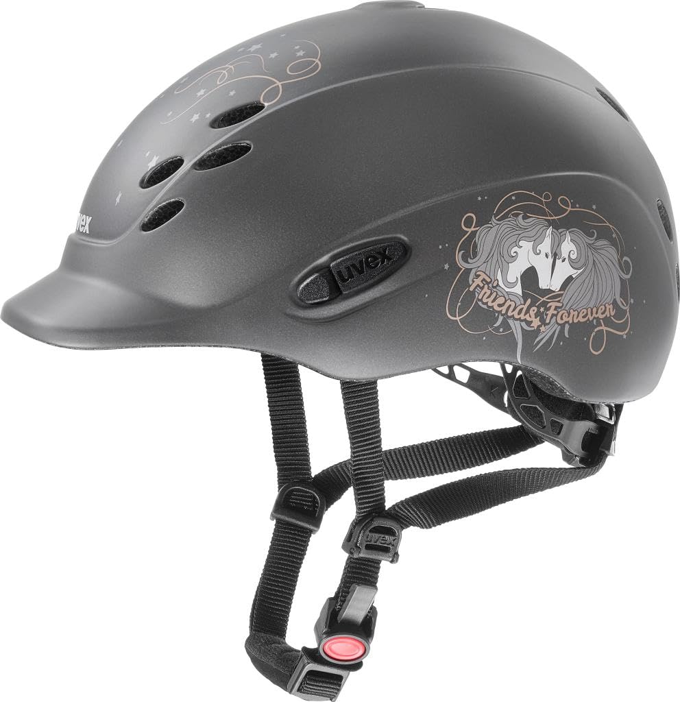 uvex Onyxx - Lightweight Riding Helmet for Kids - Individual Fit - Optimized Ventilation - Friends II Anthracite Matt - 49-54 cm