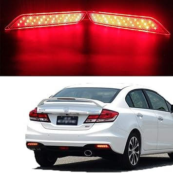 Amazon Com Husuku Led Bumper Reflector Red Lens Rear Brake Lights For 2013 2014 2015 Honda Civic Si Sedan Hybid Natural Gas Oem 33505tr0a51 33555tr0a51 Automotive