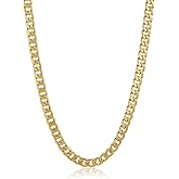 The Bling Factory 8.9mm 24k Yellow Gold Plated Stainless Steel Flat Cuban Link Curb Chain Necklace
