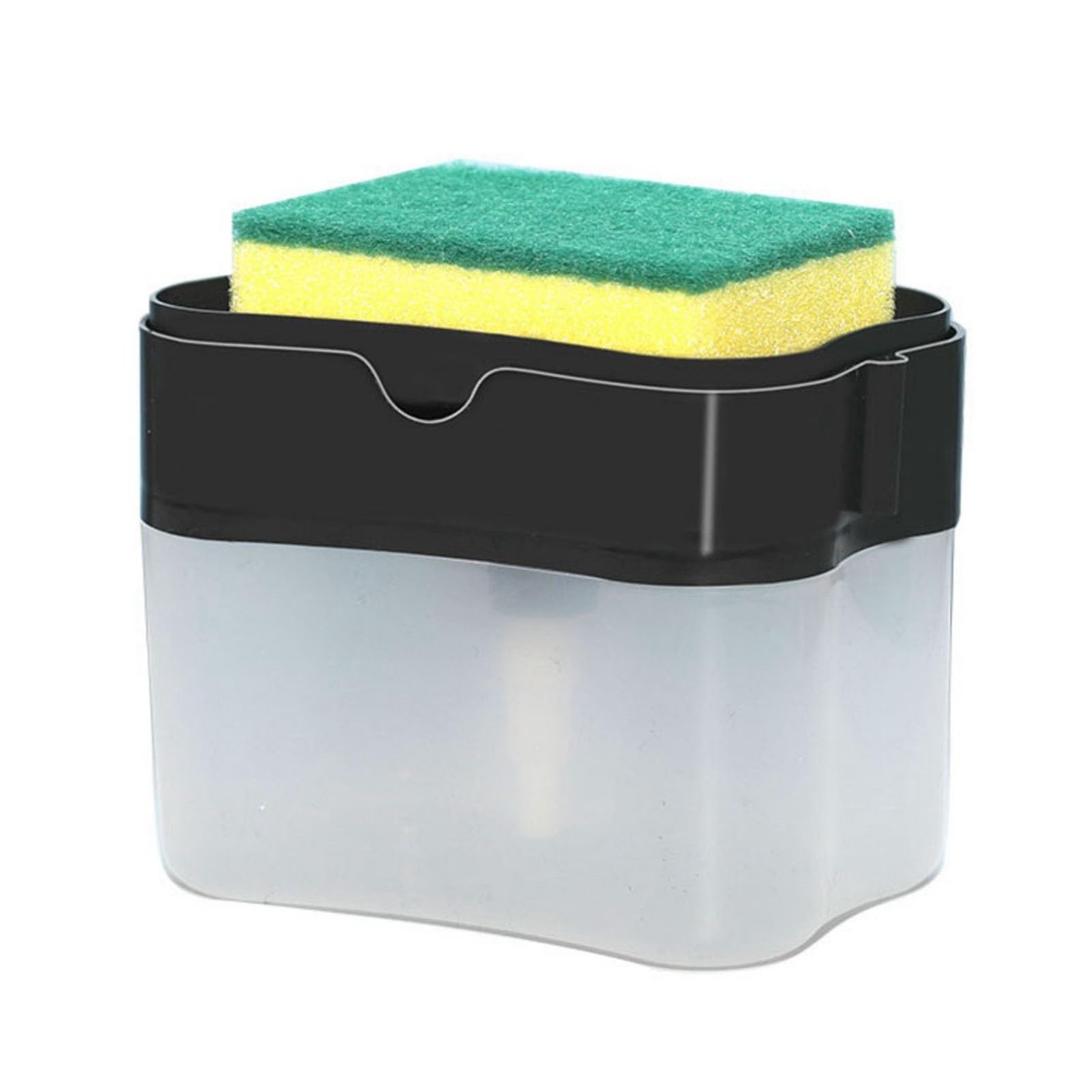 Dish Soap Dispenser 2 in 1 Dish Liquid Dispenser Large Capacity Compact Storage Plastic for Toilet (Black)