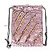ICOSY Mermaid Sequin Bag Magic Reversible Sequin Drawstring Backpack Glitter Dance Bags Flip Sequins Backpack Bags Shining Sports Backpack for Kids Adults (Gold/Pink, 13.8