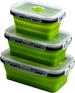 AOSMAN Collapsible Silicone Food Storage Container for Outdoor Camping, Travel,Hiking and Indoor Home Kitchen,Office,School Student,Kitchen Microwave Freezer and Dishwasher Safe