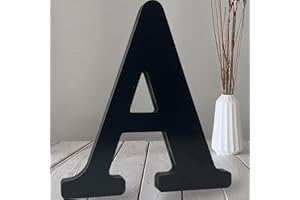 AOCEAN 12 inch Black Wood Letters Unfinished Wood Letters for Halloween Decorative Standing Letters Slices Sign Board Decoration for Craft Home Party Projects (A)