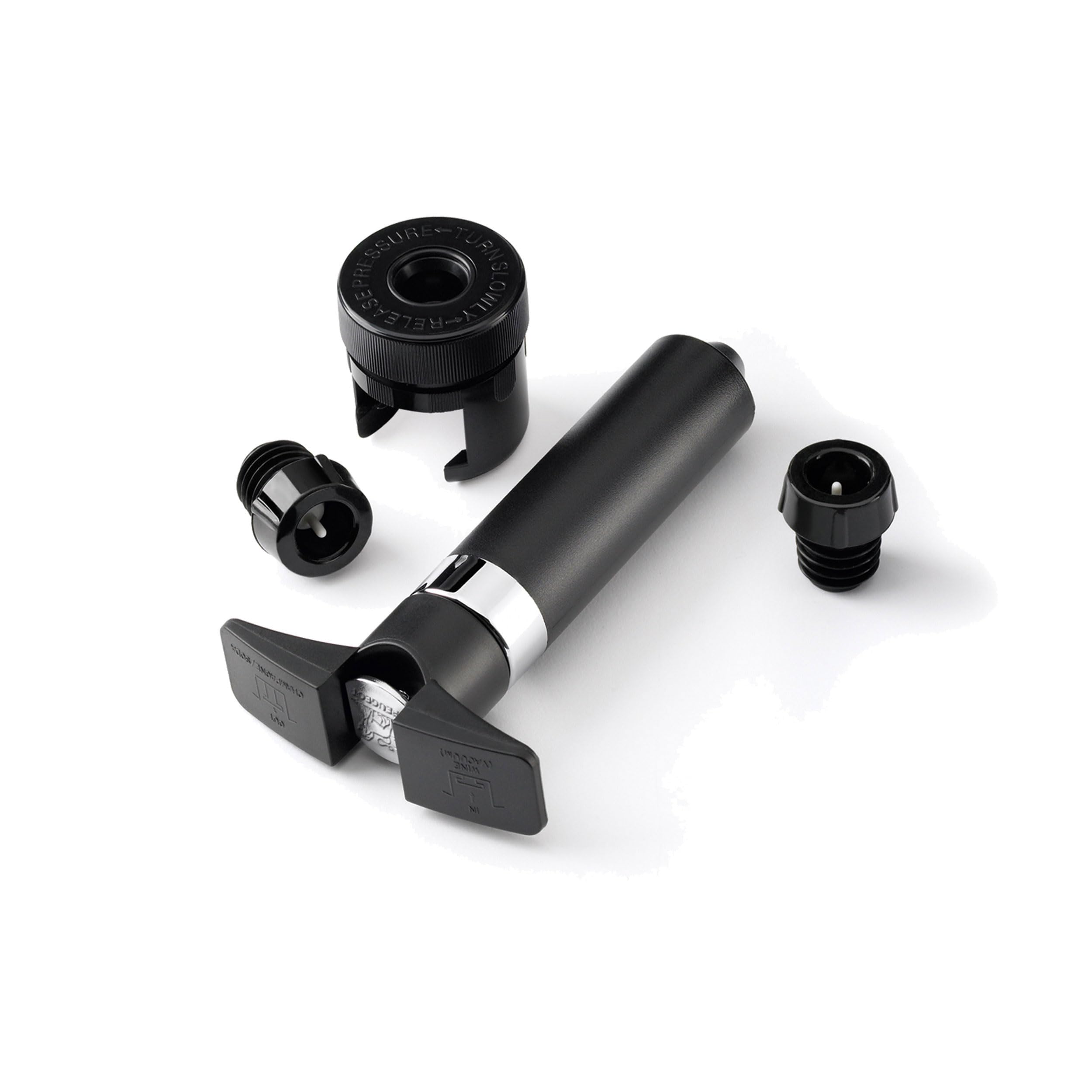 PEUGEOT - Epivac Set - Wine Vacuum Pump + 2 Wine Bottle Stoppers And 1 Champagne Stoppper - Preserves Still And Sparkling Wines - Gift Set - Black Colour, 0.00