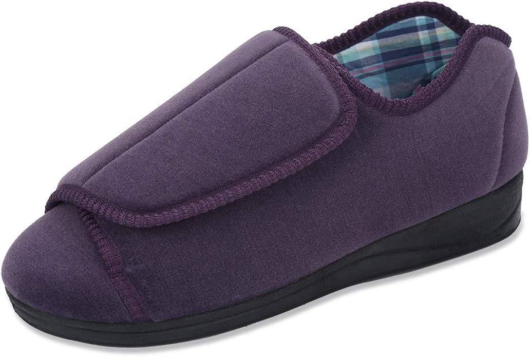 DENACARE Women's Diabetic Slipper with Wide Width Adjustable Closure