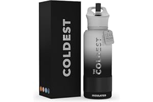 THE COLDEST WATER Coldest Sports Water Bottle with Straw Lid Vacuum Insulated Stainless Steel Metal Thermos Bottles Reusable Leak Proof Flask for Sports Gym (32 oz, Hyperspace White)
