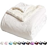 LBRO2M Sherpa Fleece Bed Blanket King Size Super Soft Plush Warm Cozy Fluffy Microfiber Couch Throw Velvet Double Reversible Blankets,Ivory