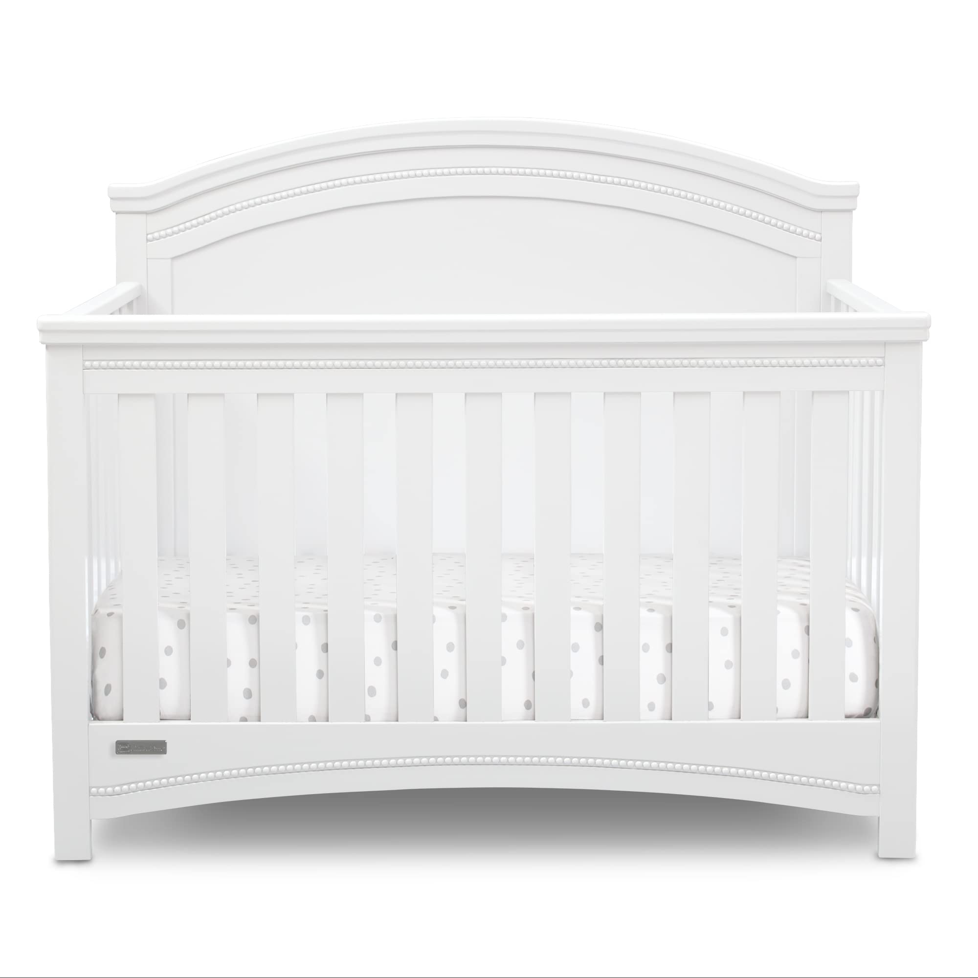 Photo 1 of Delta Children Simmons Kids SlumberTime Emma 4-in-1 Convertible Baby Crib N More - Greenguard Gold Certified, Bianca White