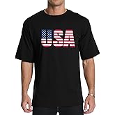 Men's Graphic Tees, Short Sleeve USA Flag Crewneck Casual American Patriotic Regular T-Shirt for Men