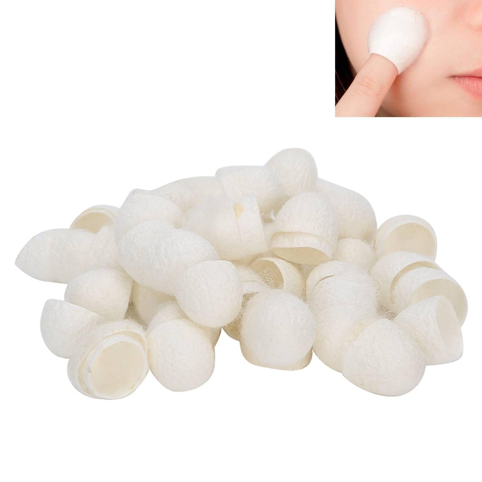 Agatige 60Pcs Silkworm Cocoon Facial Cleanser, Removal Exfoliating Silkworm Balls Beauty Care Tool for Healthy Skin Care Scrub Face Massage