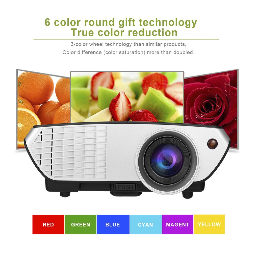 Vidéoprojecteurs Portable, Footprintse Projecteur Support 1920x1080p 2000 Lumens-Multimédia Portable Mini LED 72W-Durée de Vie Plus de 50000 heures Projecteur Led Support HDMI / VGA / AV / USB