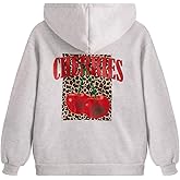 SweatyRocks Women's Leopard Cherry Graphic Hoodie Long Sleeve Pocketed Pullover Sweatshirt