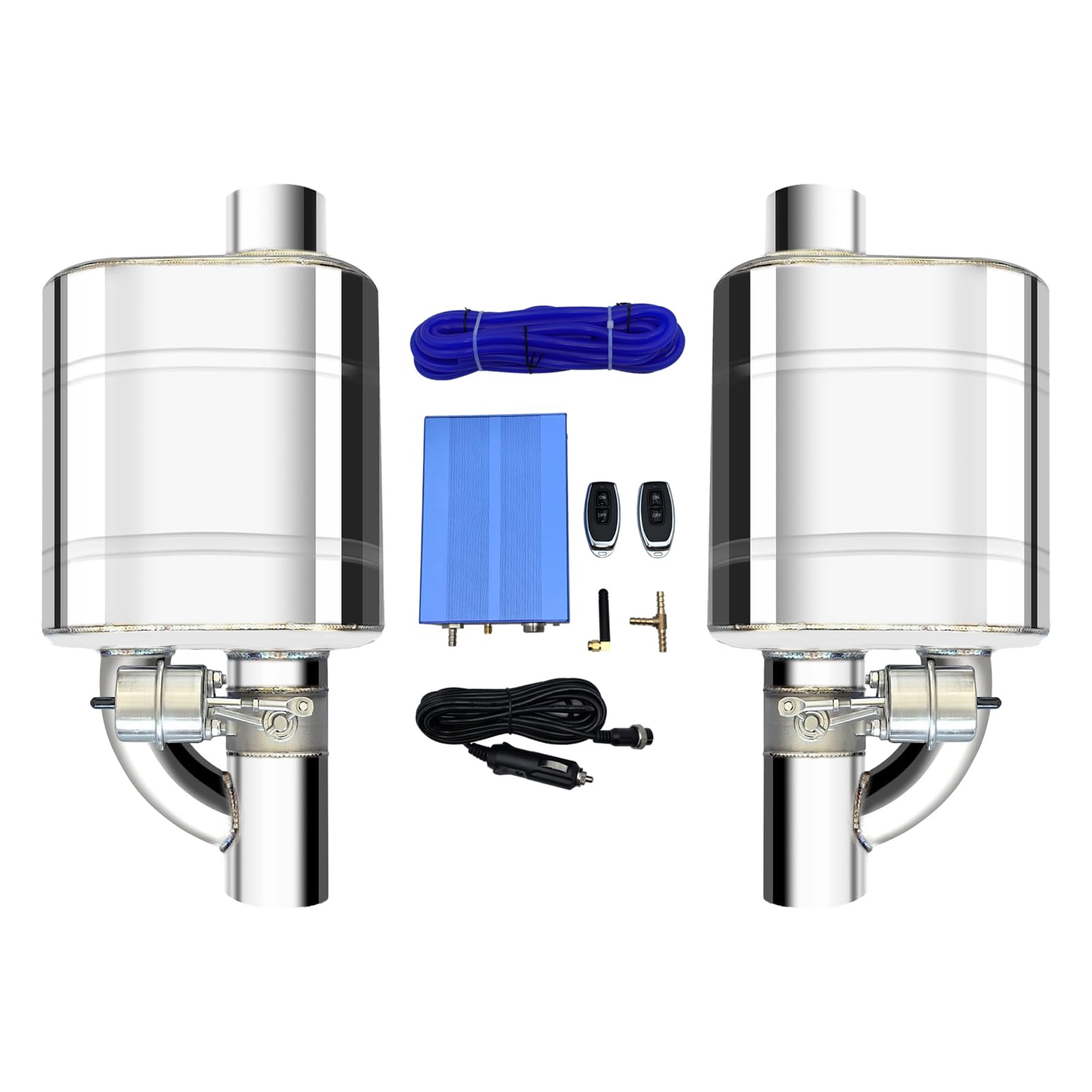 Photo 1 of 2.5 Inch Valved Muffler Exhaust Cutout with Muffler Cat Back Exhaust System Kit (2pcs)