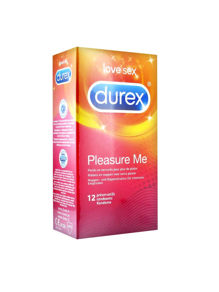 Durex Pleasure Me Ribbed and Dotted Condoms (Pack of 12),Clear