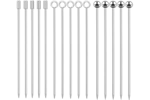 Cocktail Picks Stainless Steel Martini Skewers Olive Drink Picks Set Reusable Fruit Sticks Metal Drink Picks 15PCS 4.3inch Si