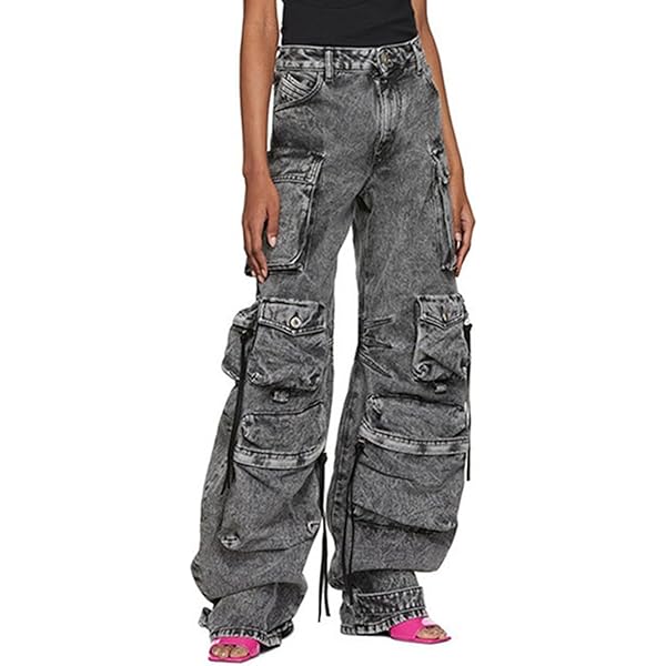 Women's Y2K Cargo Jeans Low Waist Zipper Button Closure Loose