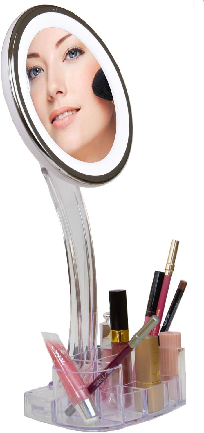 DAPOWA LED Vanity Mirror with Organizer 24 LED 7x Magnification…