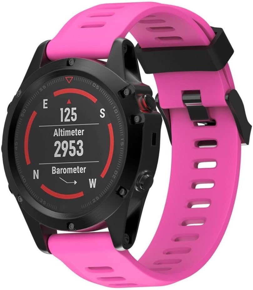 VESNIBA Replacement Silicagel Soft Band Strap For Garmin Fenix 5X GPS Watch (Hot Pink)