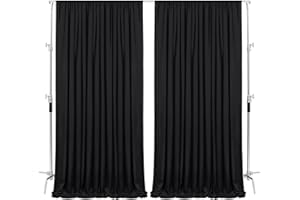 10ft x 8ft Black Backdrop Curtains for Parties Wedding Photo Backdrop Birthday Photography Background Decorations