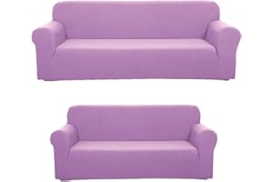 Golden Quality Bedding 2 Pieces Sofa & loveseat Cover 4 Way Stretch to fit Slipcover/Furniture Protector with Anti-Slip Foams # YAFA (Light Purple)