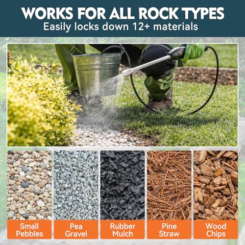 Mulch and Rock Glue for Landscaping, Fast-Drying Gravel Binder & Pea Gravel Stabilizer, Weather-Resistant Stone Adhesive for Garden Walkways, Patios, Flower Beds, Gravel, Pebbles & Mulch, 35 FL Oz