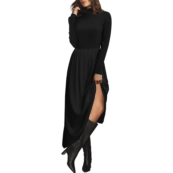 Women's Solid Color Long Sleeve Jumper & Pleated Bottom Dress Fashion, Pleated  Sweater Dress, Mpleated Dress (Black,Small) at Amazon Women's Clothing store
