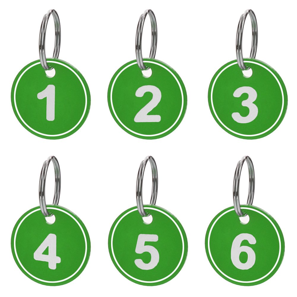 AspireABS Number ID Tags Keychains, Numbered Key Rings, Metal Key Tag Set, Pack of 50, Green 1 to 50