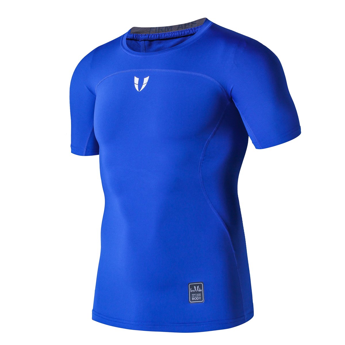 FIRM ABS Short Sleeve Sports Compression Shirt Mens Shirts (L,Blue)