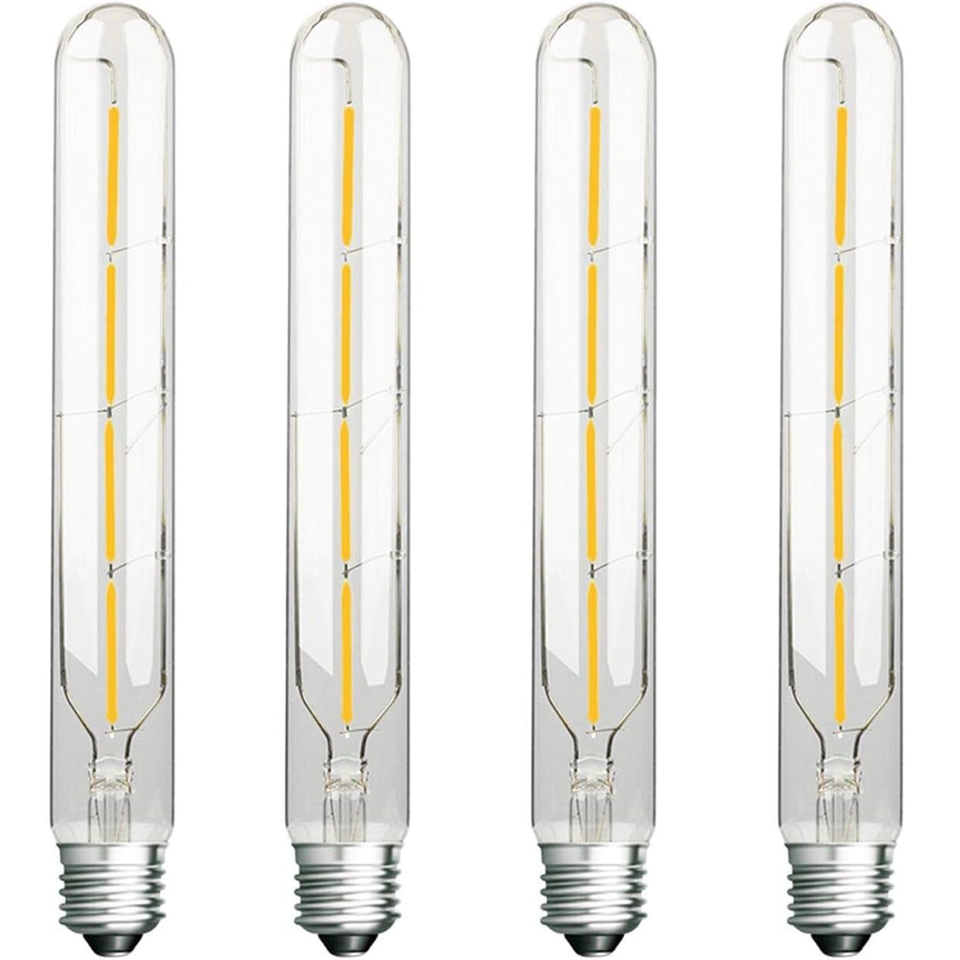 ZFQ T30 4W Vintage Retro LED Filament Bulbs Not Dimmable, 225mm Tubular E27 Edison Screw, Energy Saving Light Bulb, 6500K Cool White, 400LM, Clear Glass Cover, 4 Pack