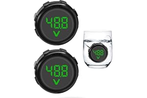 DFCROMI Waterproof Battery Monitor 12V 24V 36V 48V 60V 72V 84V Golf Cart Battery Meter 2Pcs LED Digital Voltage Gauges Round Voltmeters Tester Gauge Meter DC4-100V for Marine Car Motorcycle Truck Boat RV
