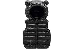 SEAUR Baby Boys Girls Hooded Puffer Vest Winter Warm Down Vest Toddler Sleeveless Puffer Jacket Bear Ears Zipper Up Coat