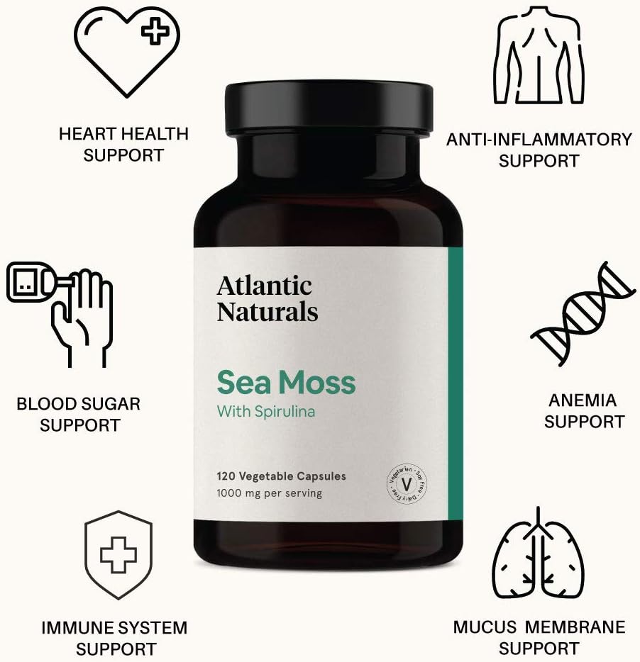 Organic Sea Moss with Spirulina Capsules | Vegan 1000mg: Health & Personal Care