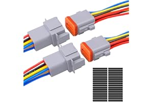Exqutoo 2Pack 8-Pin Waterproof DT Connector Male and Female Wire Connectors with 16AWG 105℃ 600V Wires and Heat Shrink Tubes, Applicable for Automotive Electrical Connections