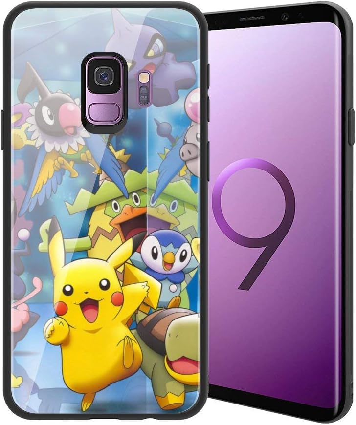 for Galaxy S9 Plus, Pocket Monsters 011 Design Tempered Glass Phone Case, Anti-Scratch Soft Silicone Bumper Ultra-Thin Galaxy S9 Plus Cover for Teens and Adults