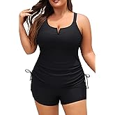 Women's Plus Size Tankini Swimsuit - Two Piece Bathing Suit with Shorts 2025 V-Wired Tummy Control Swimwear