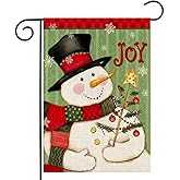 LHSION Winter Snowman Garden Flag 12.5 x 18 Inch Christmas Joy Decorative Double Sided Burlap Small Flag Holiday Banners for Winter Xmas Farm House Yard Decoration