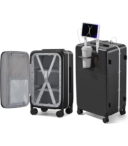 Amazon.com: Hanke 28 Inch Checked Luggage with Cup Holder and USB