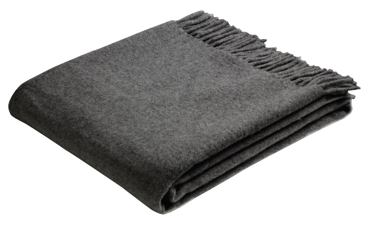 Biederlack Britta Plaid Pure Wool Blanket Throw 130x170cm, Anthracite, Full