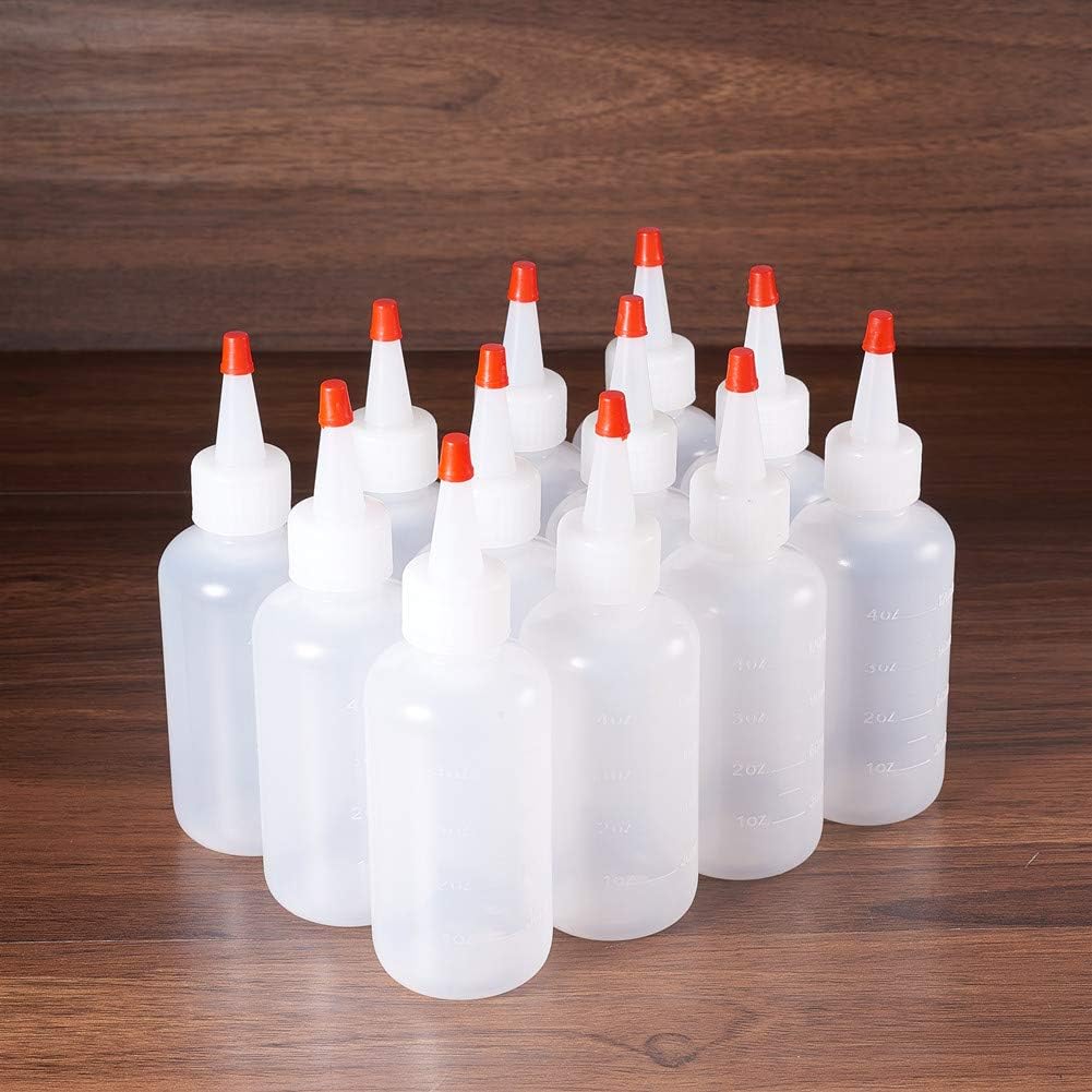 BENECREAT 12 Pack 4 Ounce(120ml) Plastic Squeeze Dispensing Bottles with Red Tip s - Good for Crafts Art, Glue, Multi Purpose - Image 5