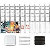 Kocdam 50 Pack 20oz Sublimation Tumbler Blanks (Skinny Straight) in Bulk | Stainless Steel Insulated Sublimation Tumbler with Polymer Coating for Heat Transfer, Includes Lid, Straw, Rubber, Gift Box
