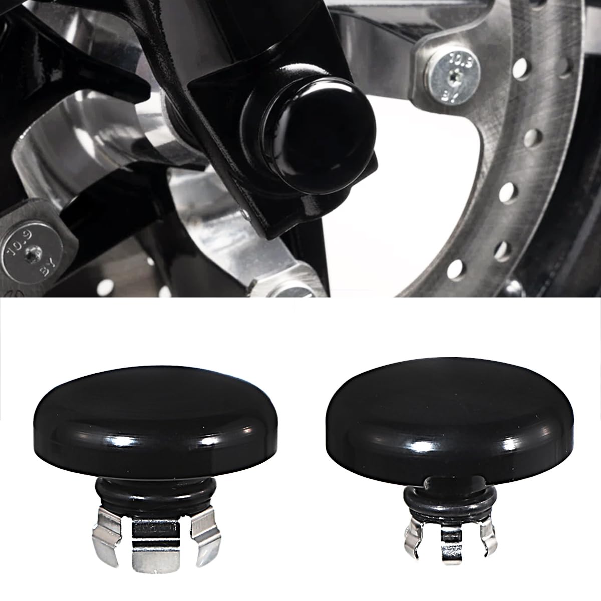 Photo 1 of Motorcycle Front Axle Nut Caps Compatible for Harley Touring Street Road Glide CVO FLTRX FLHX 2024-2025 (Gloss Black)