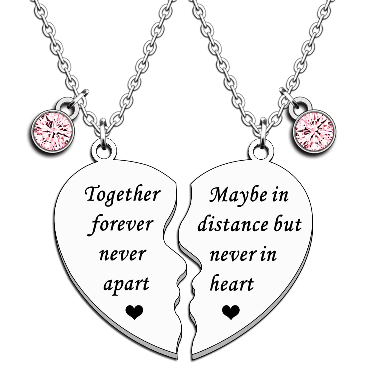 JMIMO Best Friend Necklace for 2 Heart Long Distance BFF Gifts
