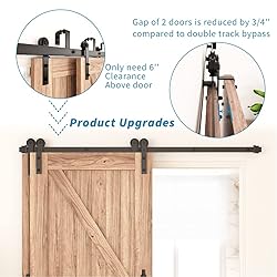 ZEKOO 12FT Single Track Bypass Sliding Barn Door