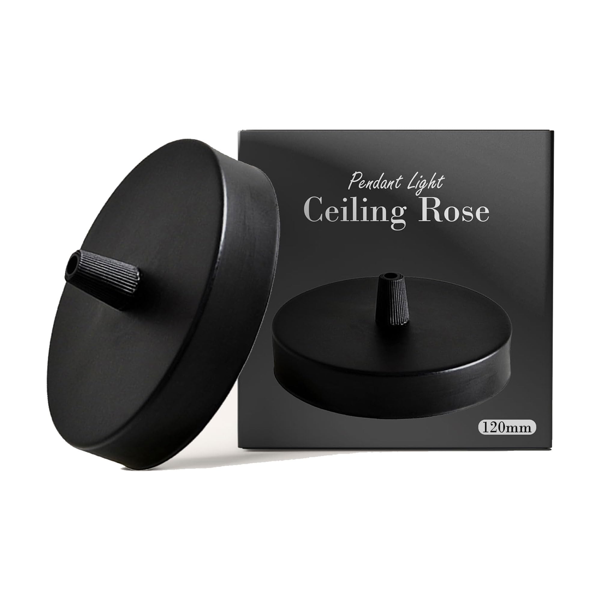 Ceiling Rose Pendant Cable Grip Clamp Plate for Light Fitting Hanging Lamp,120mm Multi Colour Full Set UK Stock (Black)