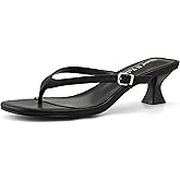 Shoe'N Tale Kitten Flip Flop Low Heel Sandals for Women Round Open Toe Party Dress Thong Heeled Sandals
