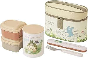Skater My Neighbor Totoro Thermal Lunch Box Set (Food Containers, Fork and Bag) by KCLJC6 Watercolor