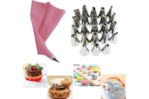 8/14/26/50PCS Piping Set Cake Decorating Tools Nozzle Icing Piping, Reusable Silicone Pastry Bag Stainless Steel Nozzles Baki